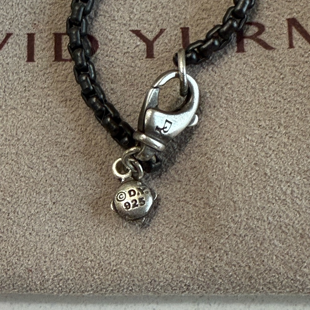 David Yurman 18k Gold Evil Eye Amulet & Blackened Sterling Silver Box Chain - Picture 5 of 5